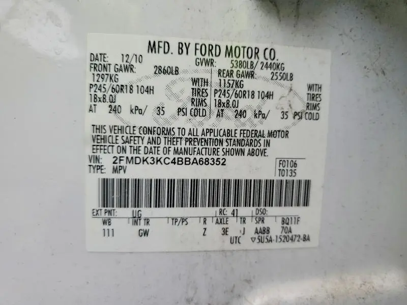 2011 FORD EDGE LIMITED  