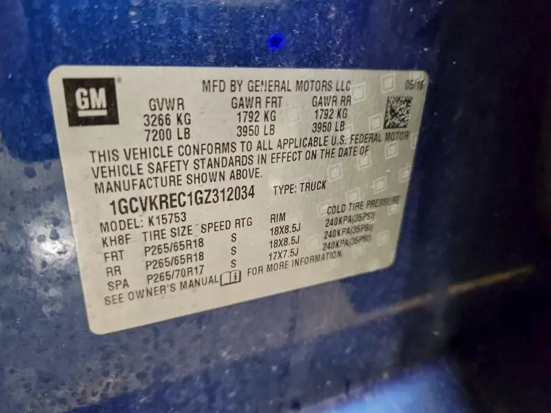 2016 CHEVROLET SILVERADO K1500 LT  