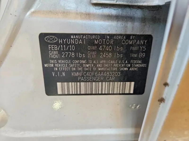 2010 HYUNDAI AZERA LIMITED  