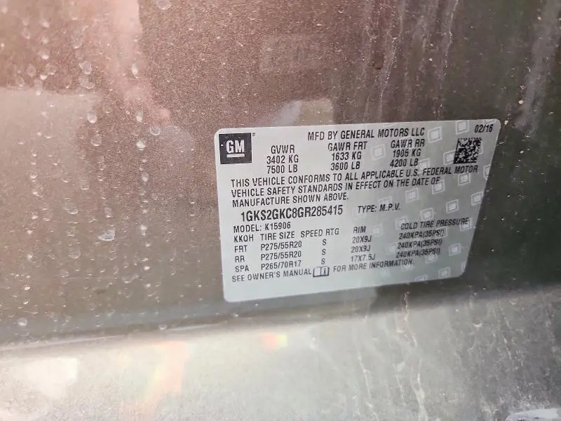 2016 GMC YUKON XL K1500 SLT  