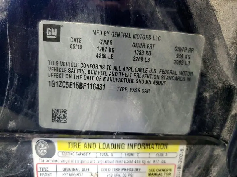 2011 CHEVROLET MALIBU 1LT  