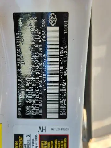 2016 TOYOTA AVALON XLE  