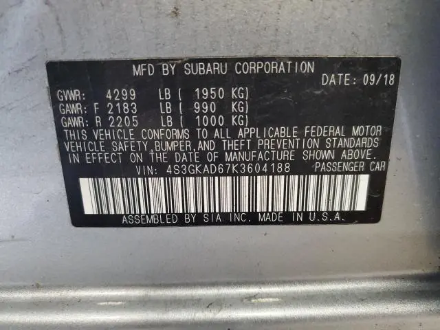 2019 SUBARU IMPREZA PREMIUM  