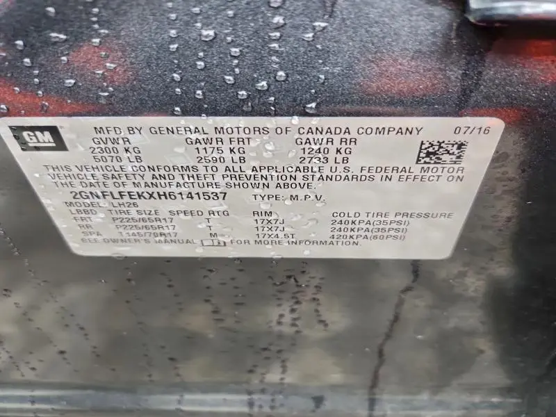 2017 CHEVROLET EQUINOX LT  