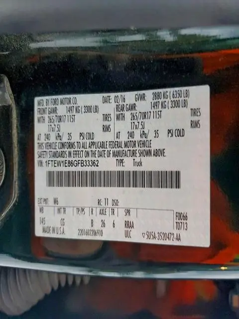 2016 FORD F150 SUPERCREW  