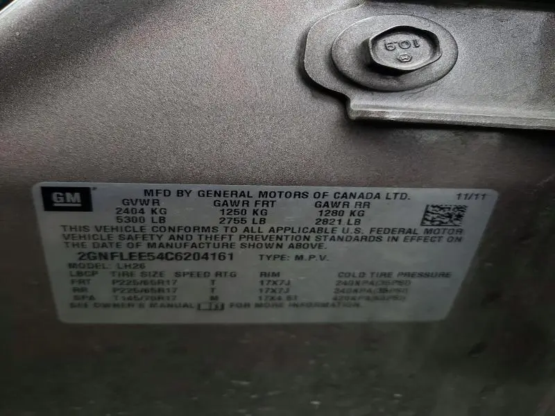 2012 CHEVROLET EQUINOX LT  