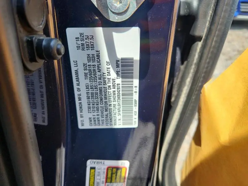 2019 HONDA ODYSSEY EXL  