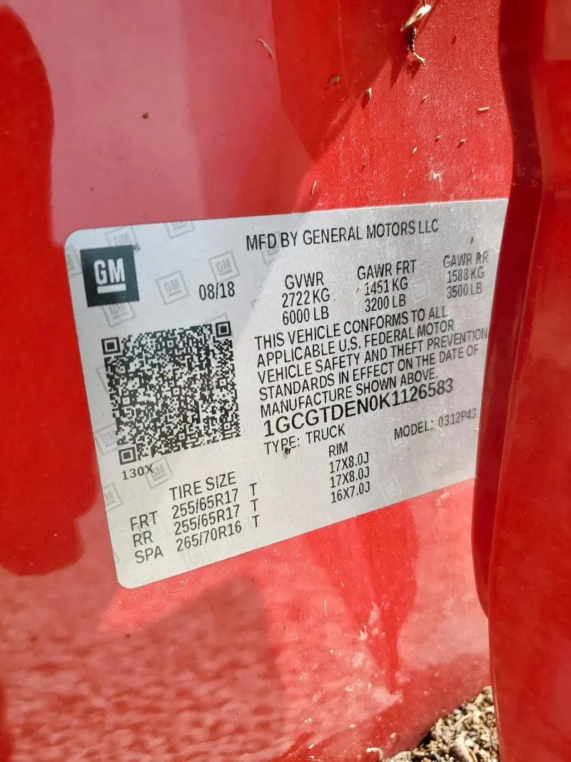2019 CHEVROLET COLORADO Z71  