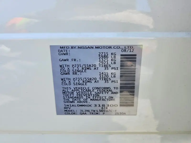 2013 INFINITI JX35 BASE  