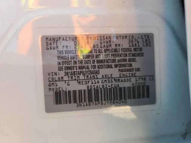 2018 NISSAN SENTRA S  