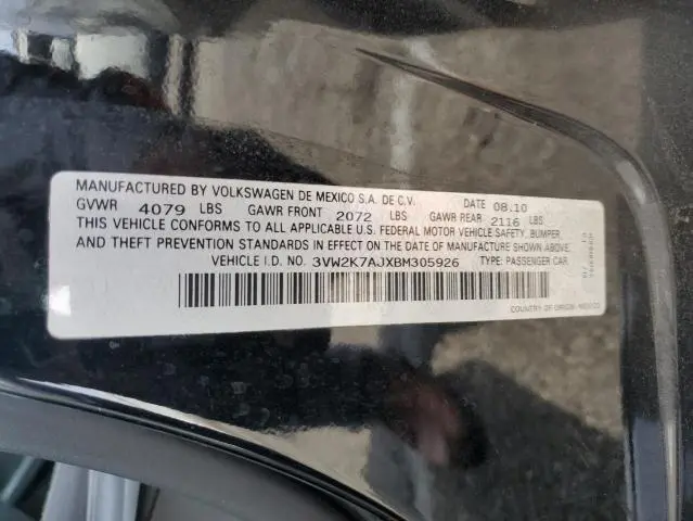 2011 VOLKSWAGEN JETTA BASE  