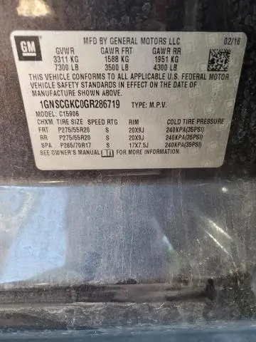 2016 CHEVROLET SUBURBAN C1500 LS  