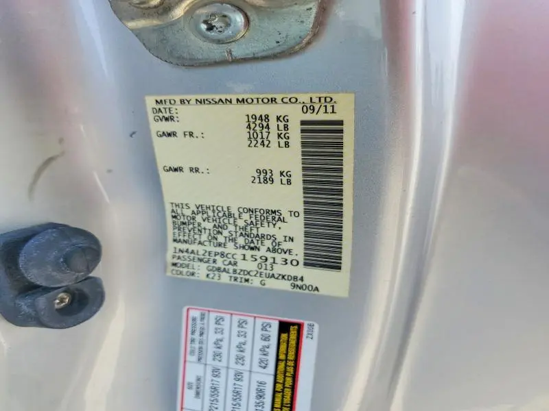 2012 NISSAN ALTIMA 2.5 S  