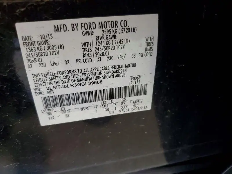 2016 LINCOLN MKX RESERVE  