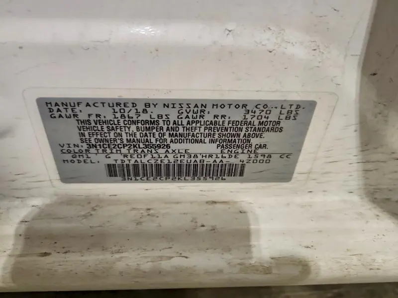 2019 NISSAN VERSA NOTE S  