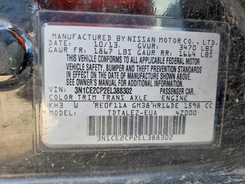 2014 NISSAN VERSA NOTE SV  