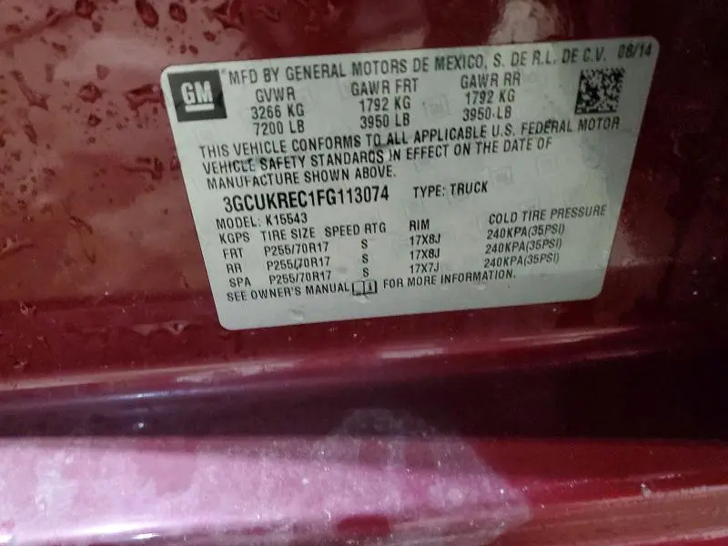 2015 CHEVROLET SILVERADO K1500 LT  