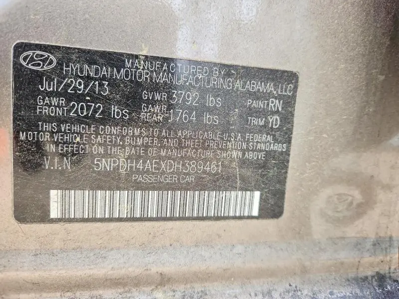2013 HYUNDAI ELANTRA GLS  