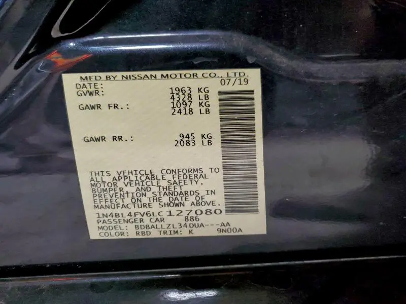 2020 NISSAN ALTIMA PLATINUM  