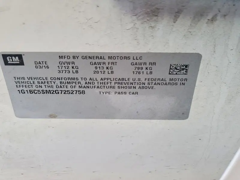 2016 CHEVROLET CRUZE LS  