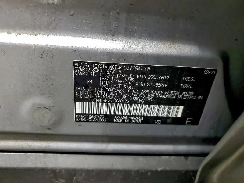 2020 TOYOTA RAV4 LIMITED  