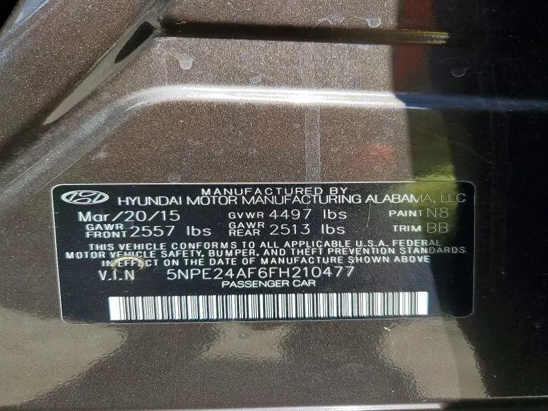 2015 HYUNDAI SONATA SE  