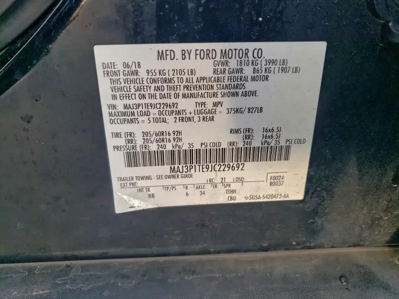 2018 FORD ECOSPORT SE  