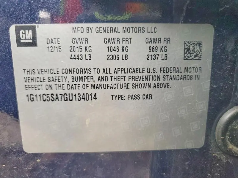 2016 CHEVROLET MALIBU   