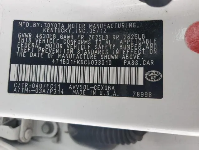 2012 TOYOTA CAMRY HYBRID  