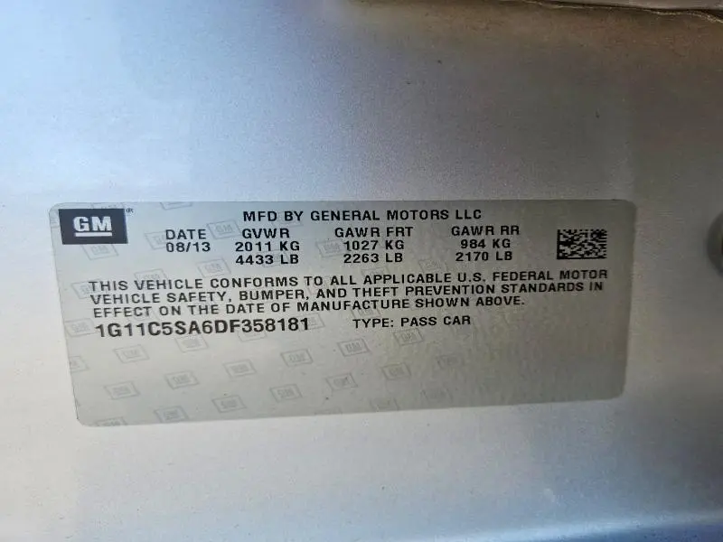 2013 CHEVROLET MALIBU 1LT  