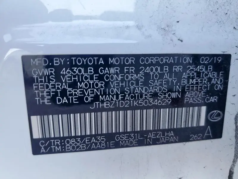 2019 LEXUS IS 350  