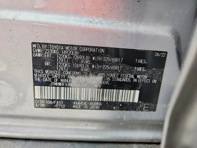 2022 TOYOTA RAV4 XLE  