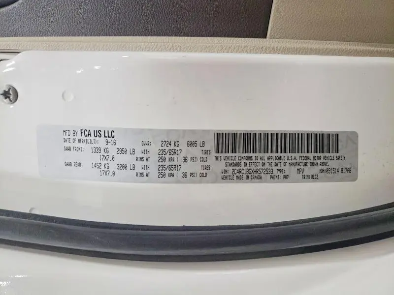 2017 CHRYSLER PACIFICA TOURING L  