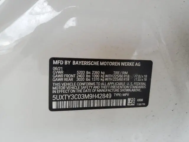 2021 BMW X3 SDRIVE30I  