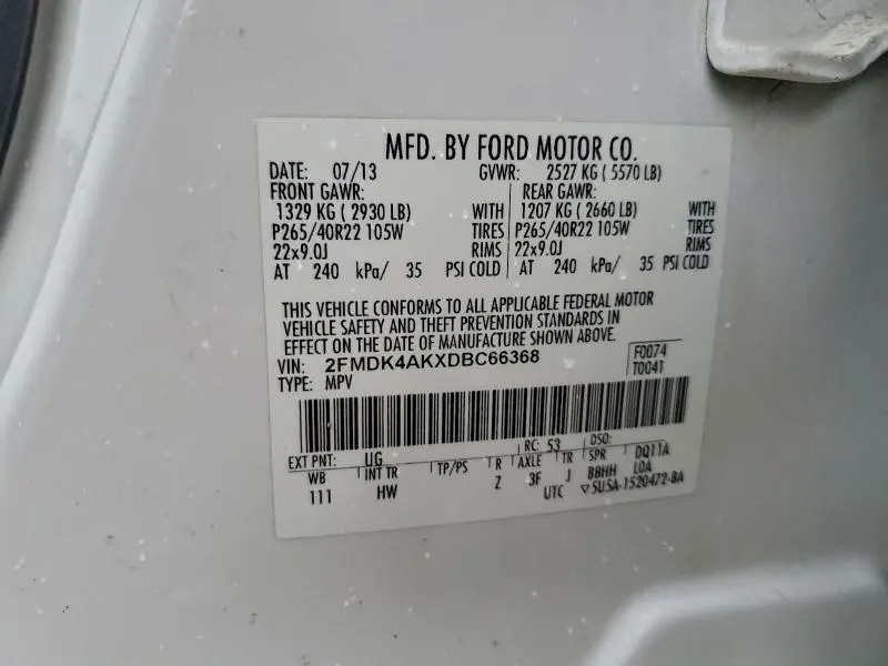 2013 FORD EDGE SPORT  