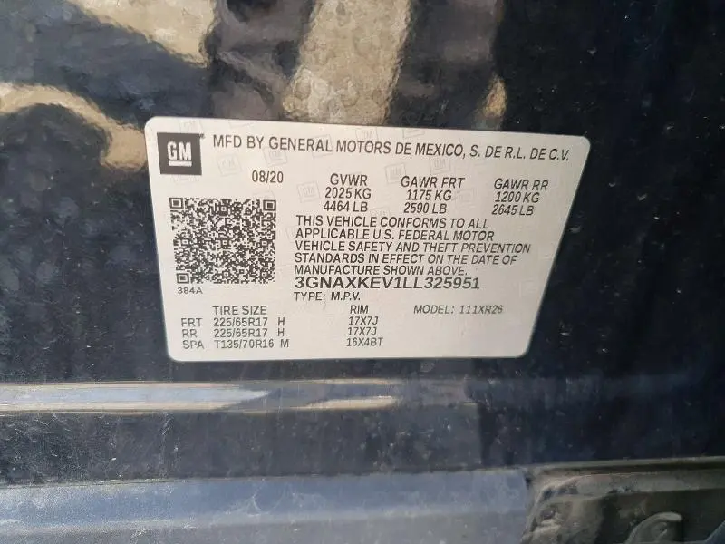 2020 CHEVROLET EQUINOX LT  