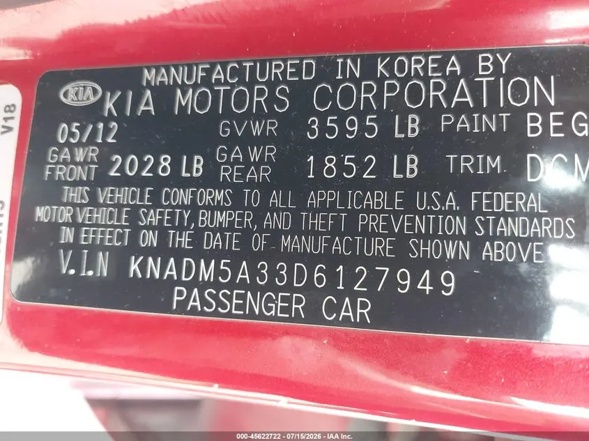 2013 KIA RIO LX