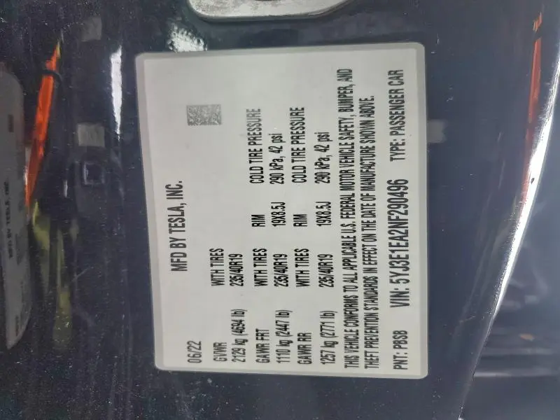 2022 TESLA MODEL 3   