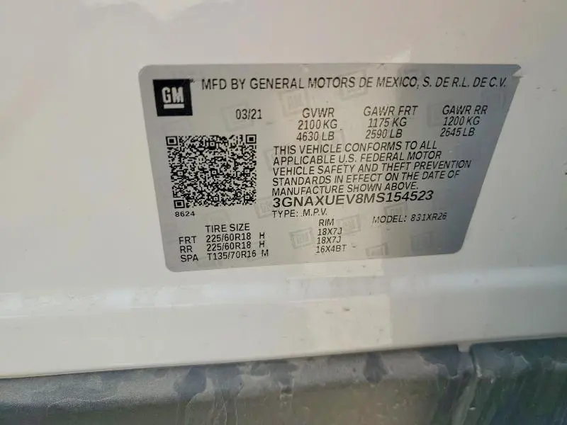 2021 CHEVROLET EQUINOX LT  