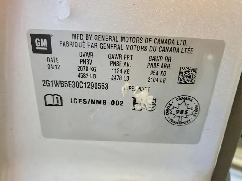 2012 CHEVROLET IMPALA LT  