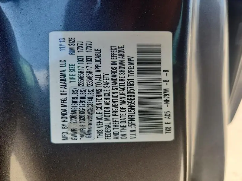 2014 HONDA ODYSSEY EXL  