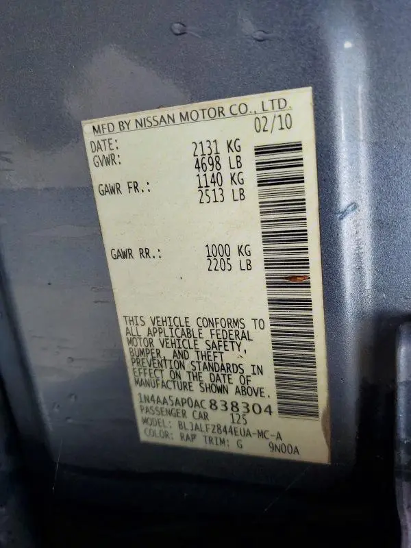 2010 NISSAN MAXIMA 3.5 S  