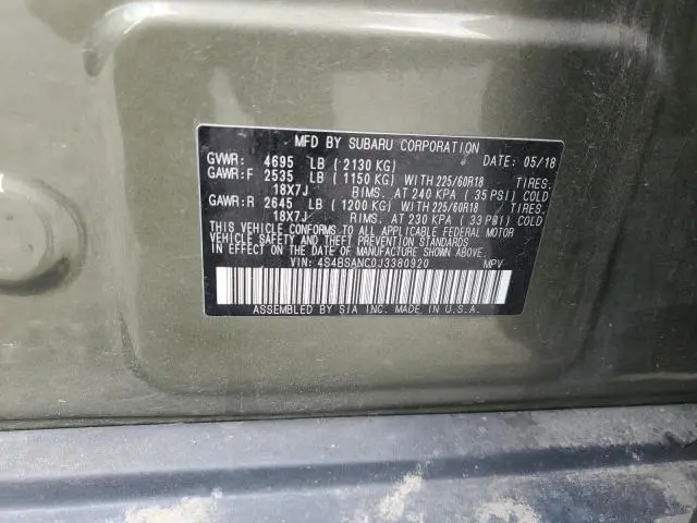 2018 SUBARU OUTBACK 2.5I LIMITED  