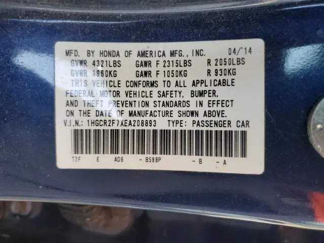 2014 HONDA ACCORD EX  
