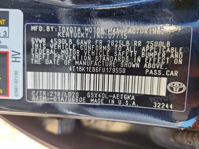 2015 TOYOTA AVALON XLE  