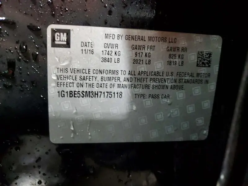 2017 CHEVROLET CRUZE LT  