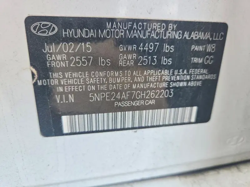 2016 HYUNDAI SONATA SE  