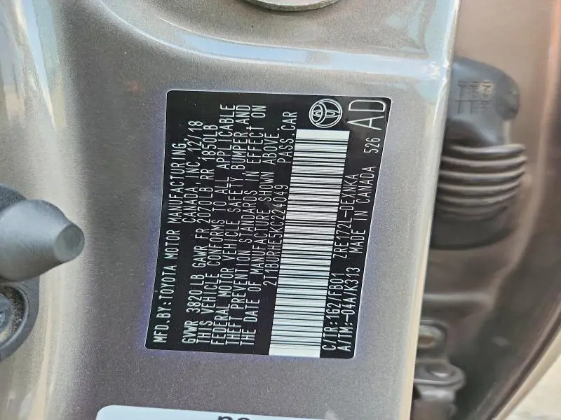 2019 TOYOTA COROLLA LE  