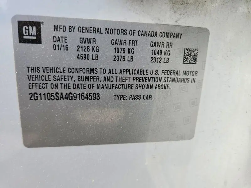 2016 CHEVROLET IMPALA LT  