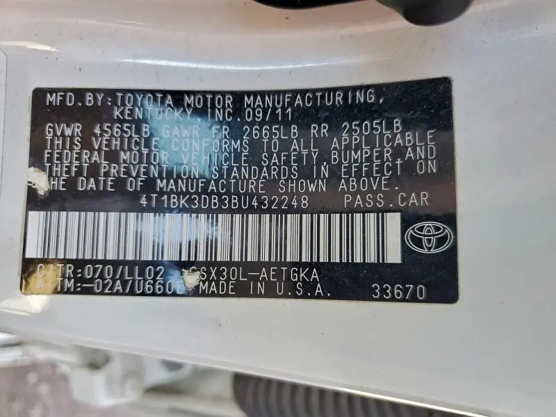 2011 TOYOTA AVALON BASE  